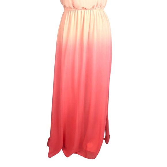 Lauren Conrad Dye Dipped Chiffon Maxi Dress 4 Flowy Beach Boho Vacay Resort Soft - Picture 4 of 12